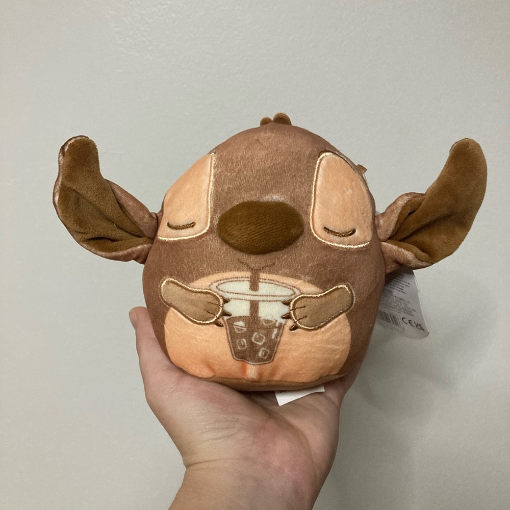 NWT! Disney Brown Stitch Squishmallow with Iced Coffee